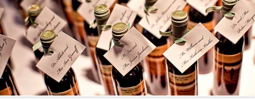 wine bottles at reception
